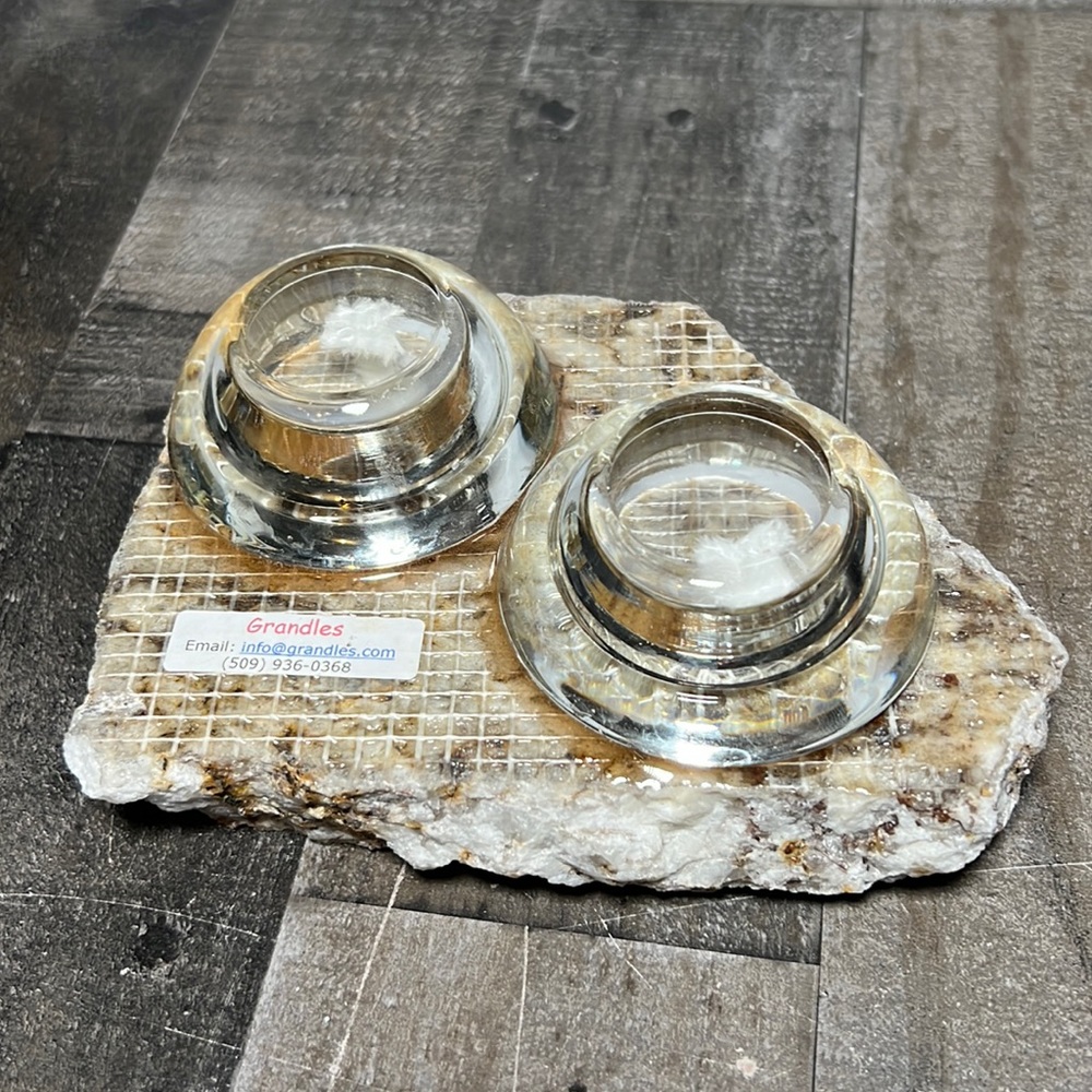 Juparana Patchwork Brazil with Grandles Clear Glass on Top